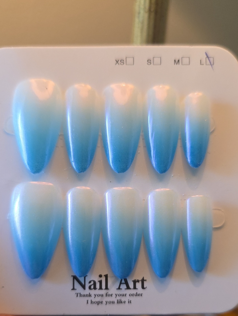 Blue Ombre False Nail Set - Size Large